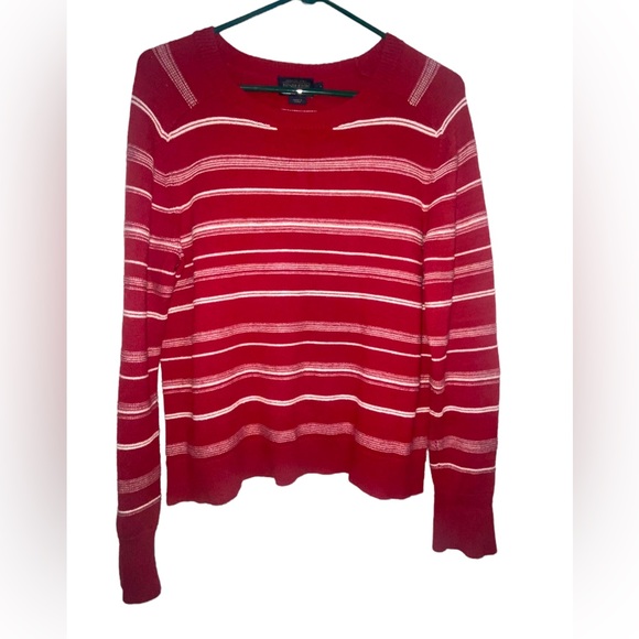 Pendleton Red & White Striped Sweater three buttons on cuff- women’s size Large - Picture 2 of 7